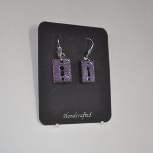 Purple Enameled Lock Earrings